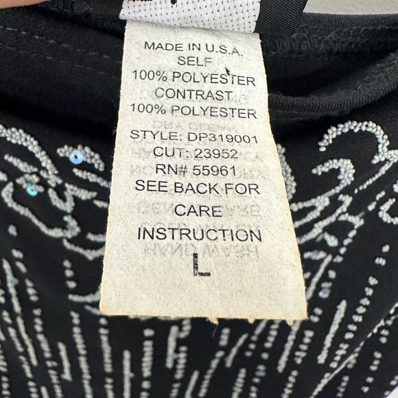 90s Vintage Taboo Sequin Embellished Black Ruffle High Low Midi Slip Dress Large - Picture 12 of 13